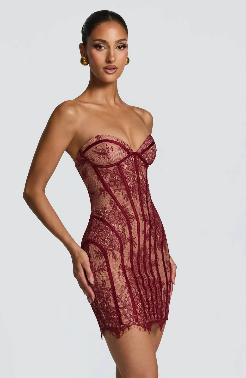 Strapless Lace Corset Mini Dress - Liora Studio