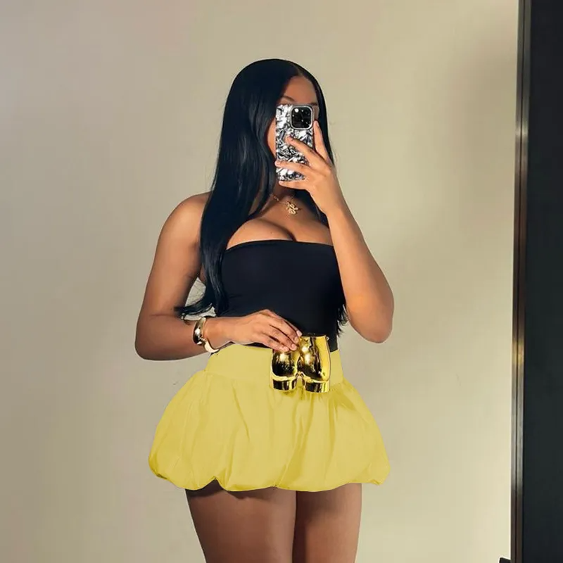 Bubble Mini Skirt Yellow Worn - Liora Studio