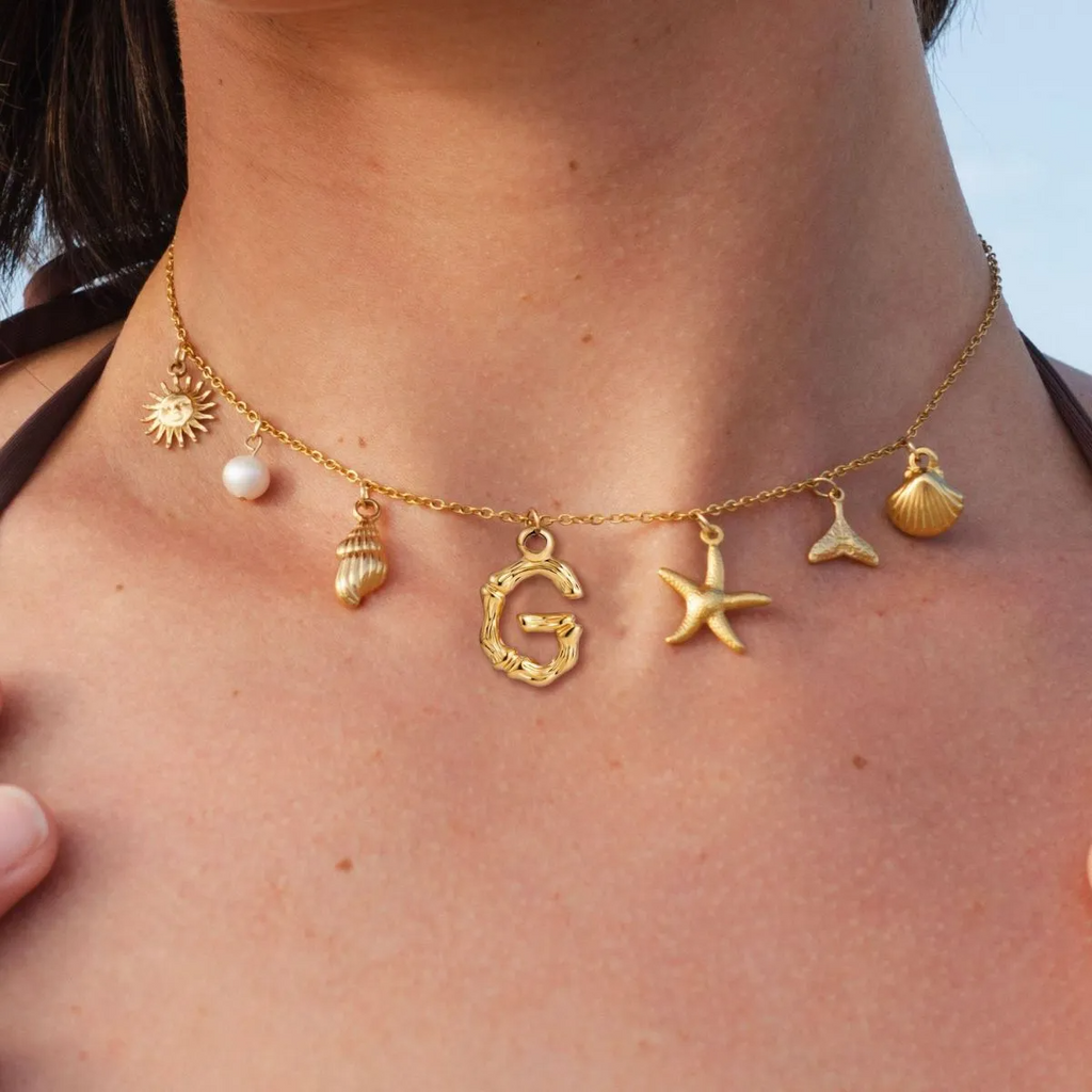 Ocean Charm Necklace Letter G - Liora Studio