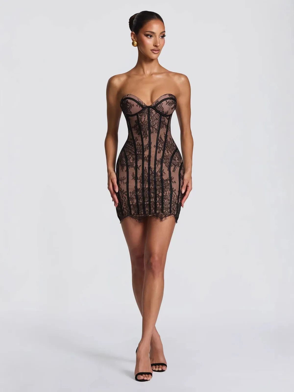 Strapless Lace Corset Mini Dress - Liora Studio