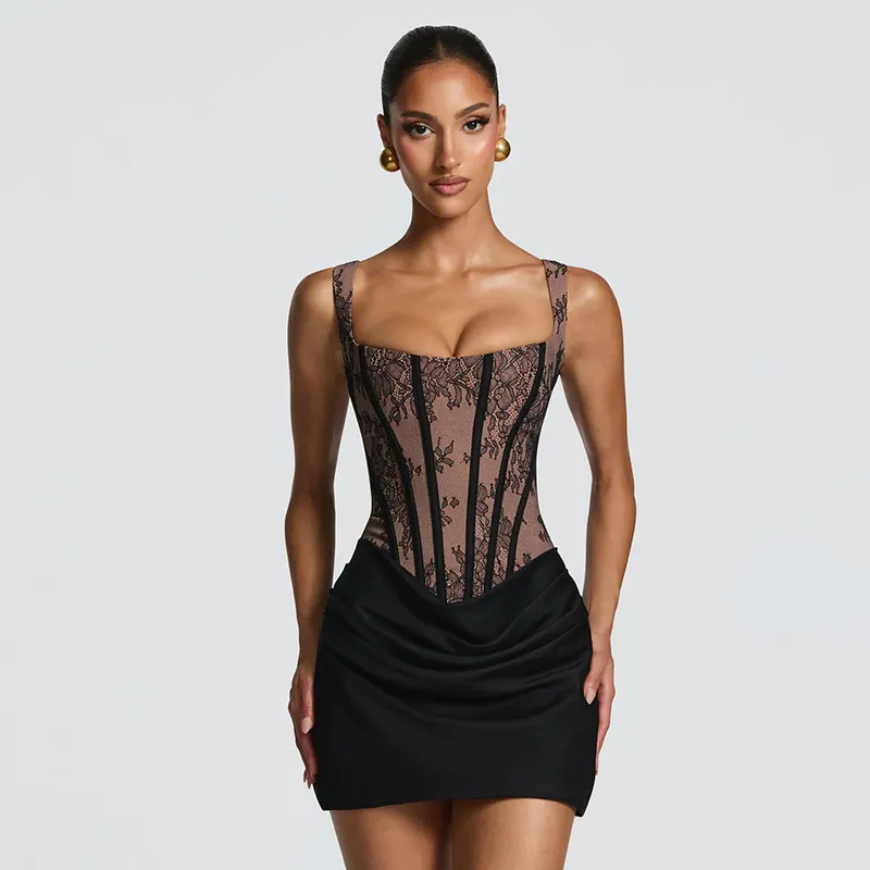 Strapless Lace Corset Mini Dress - Liora Studio