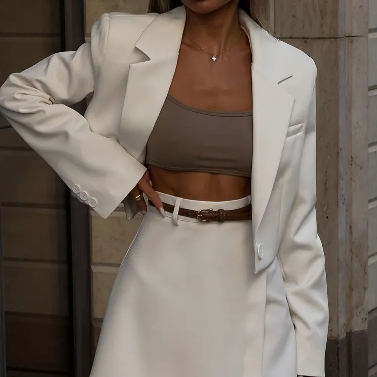 White Blazer & Mini Skirt Set - Liora Studio